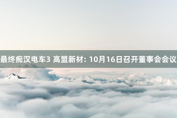 最终痴汉电车3 高盟新材: 10月16日召开董事会会议